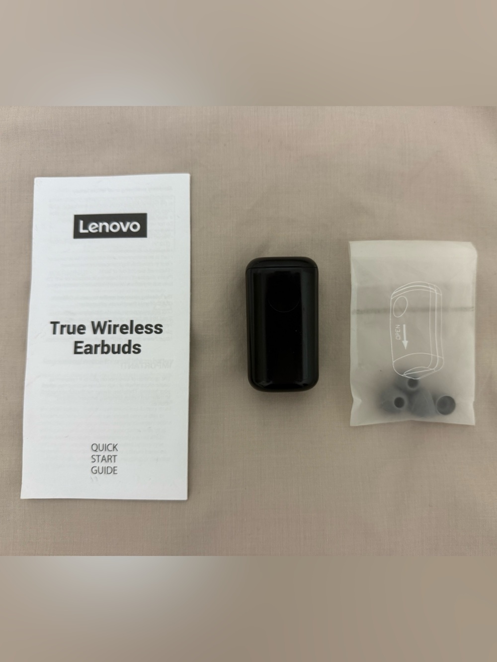 Lenovo True Wireless Earbuds with Black Charging Case